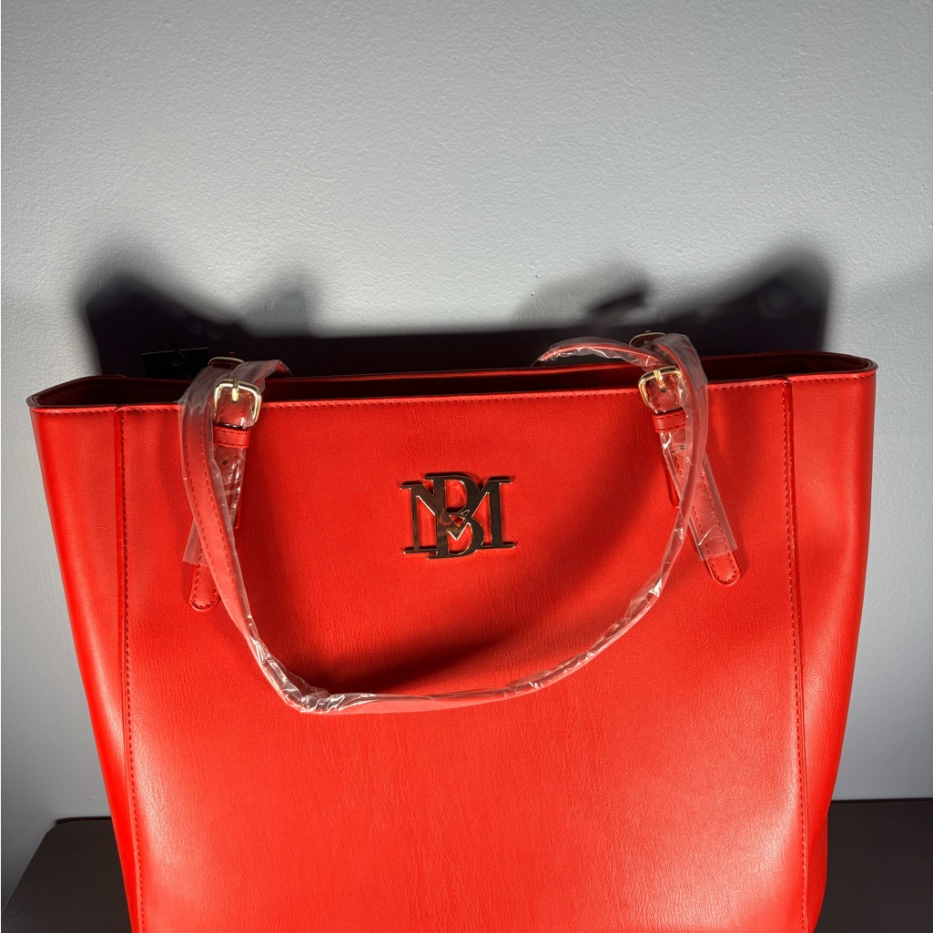 Badgley Mischka Large Red Vegan Leather Tote Bag - Stylish Everyday Handbag